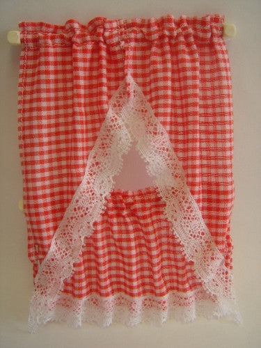 Curtains, Cafe Style, Red Check