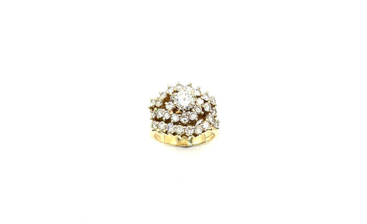 14k Yellow Gold Diamond Spiral Halo Ring
