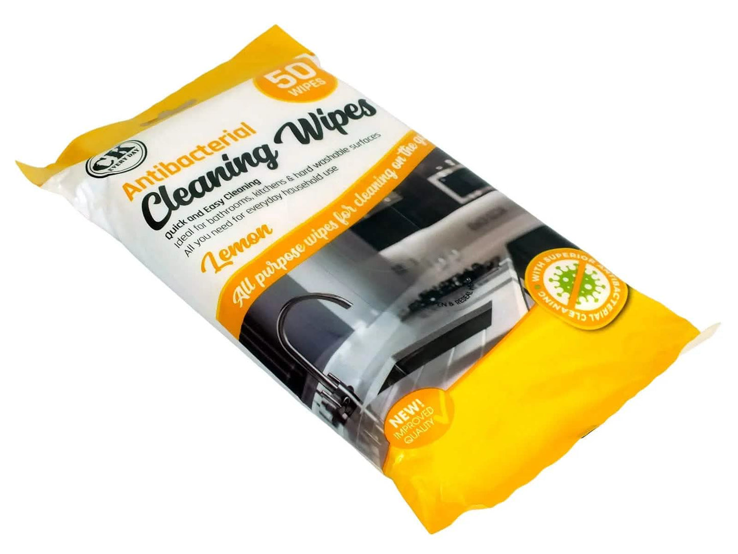 Pack of 200 Lemon Scented Antibacterial Cleaning Wipes