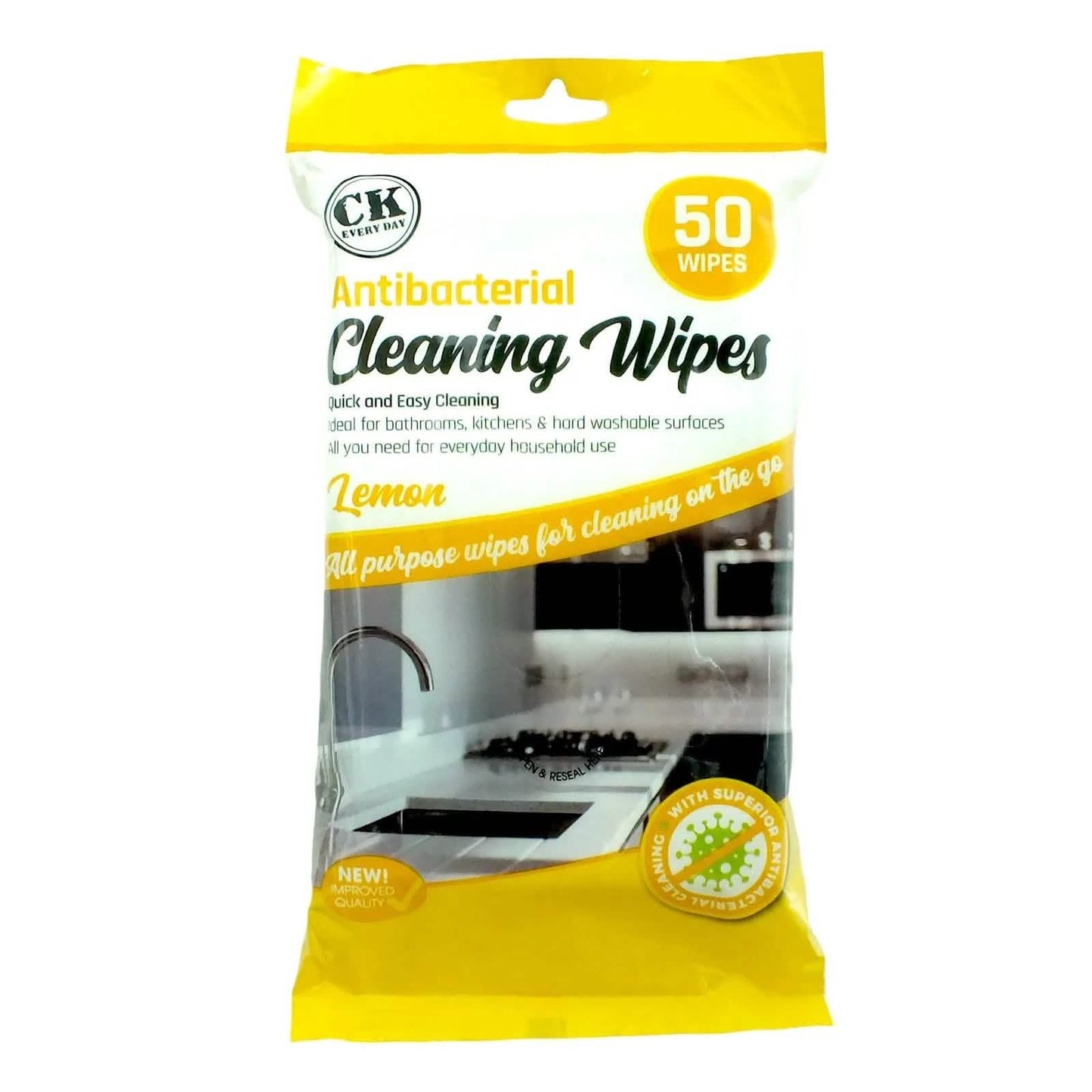 Pack of 200 Lemon Scented Antibacterial Cleaning Wipes