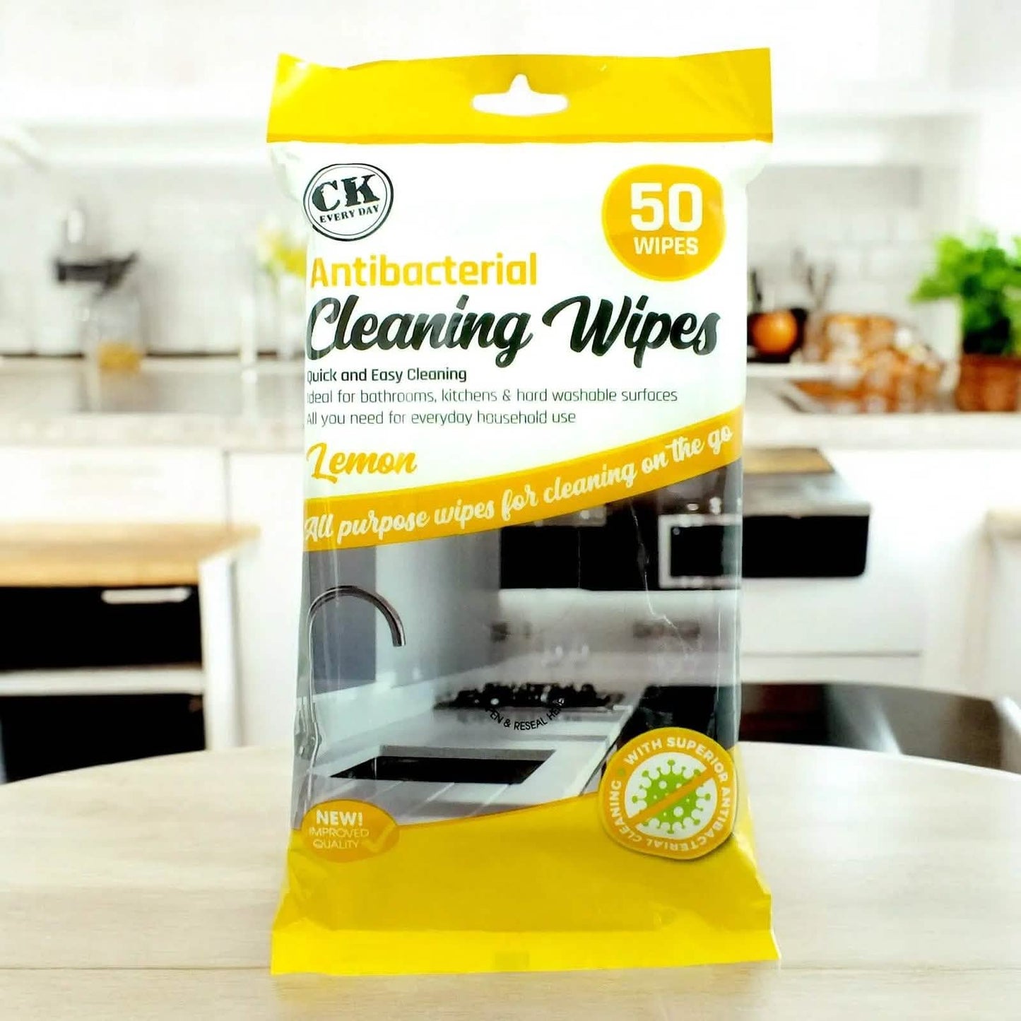 Pack of 200 Lemon Scented Antibacterial Cleaning Wipes